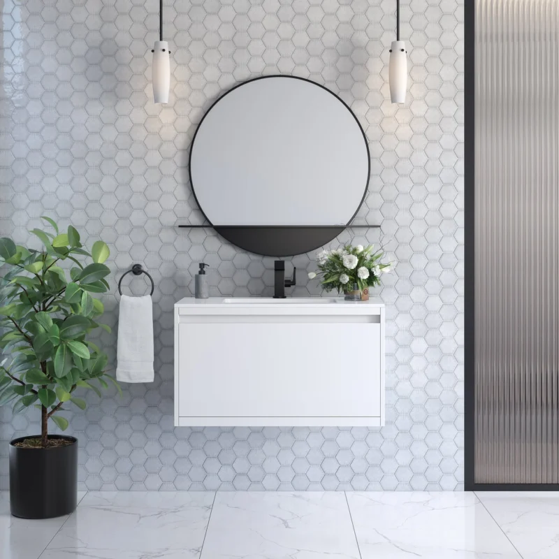 Mantova 35.4" Single Vanity Cabinet, Glossy White