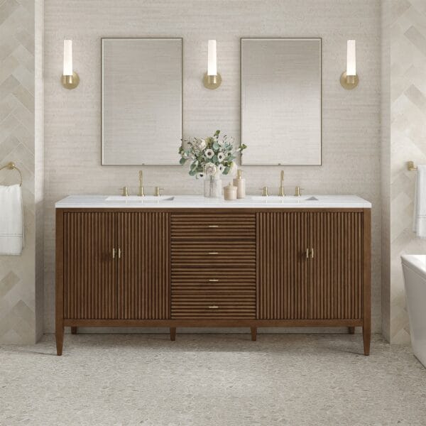 Myrrin 72" Double Vanity in Mid-Century Walnut
