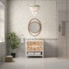 Olena 36" Single Vanity in Light Mappa Burl with Polished White Frame