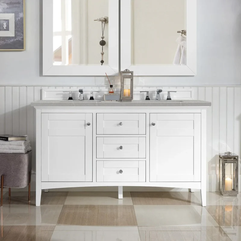 Palisades 60" Double Bathroom Vanity in Bright white