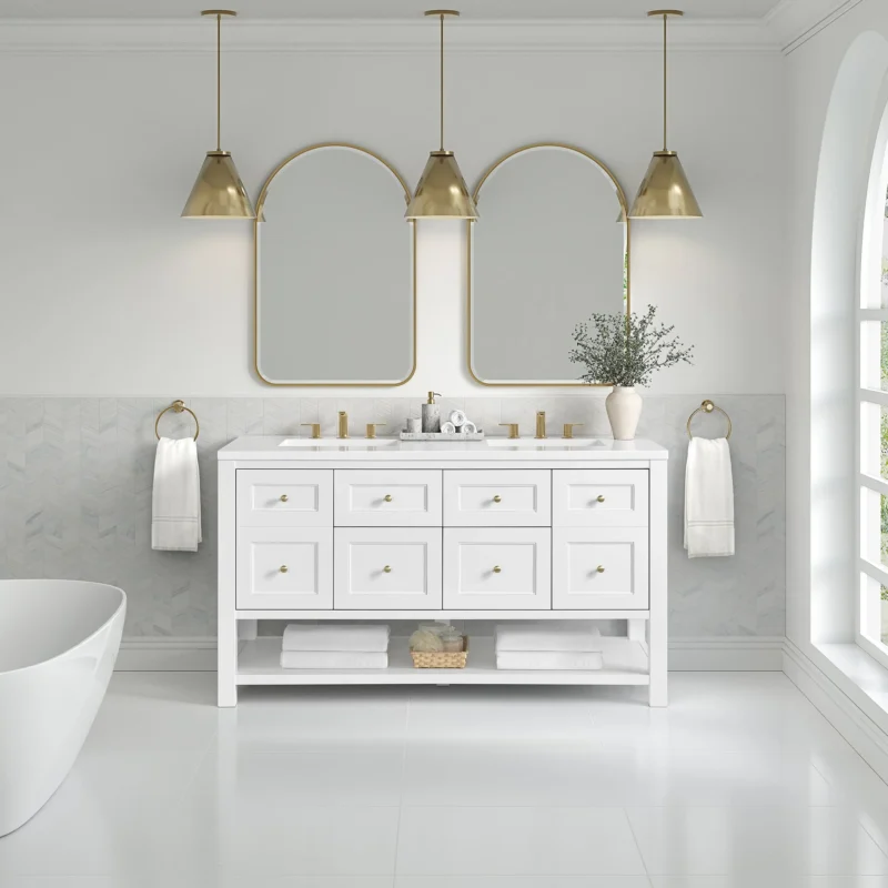 Breckenridge 60" double vanity in bright white