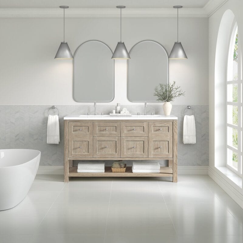 Breckenridge 60" Double Vanity in Whitewashed Oak