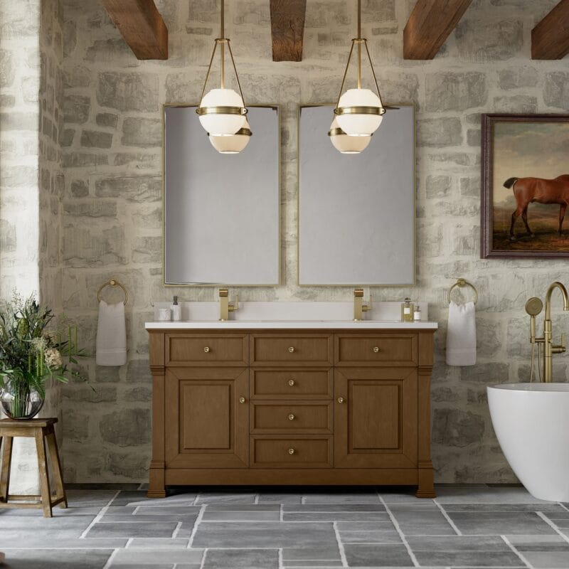 Brookfield 60" Double Vanity in Honey Oak