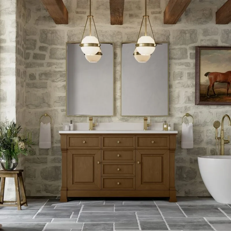 Brookfield 60" Double Vanity in Honey Oak