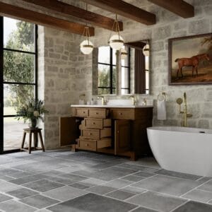 Elegant bathroom with natural light