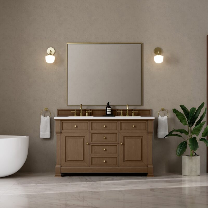 Brookfield 60" double vanity in pecan