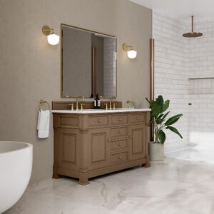 Brookfield 60 double vanity in pecan double bathroom vanity james martin vanities 725435 bathusa inc.