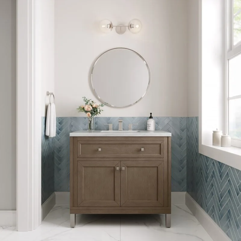Chicago 36" Single Bathroom Vanity in Walnut Whisper