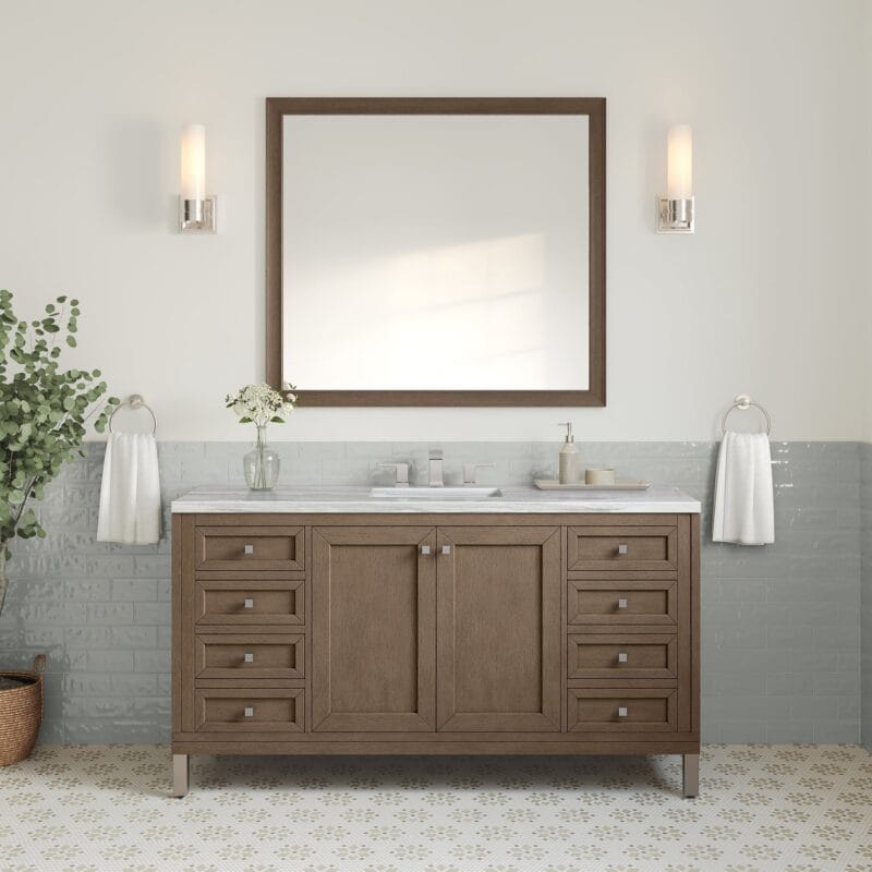 Chicago 60" Double Bathroom Vanity in Walnut Whisper