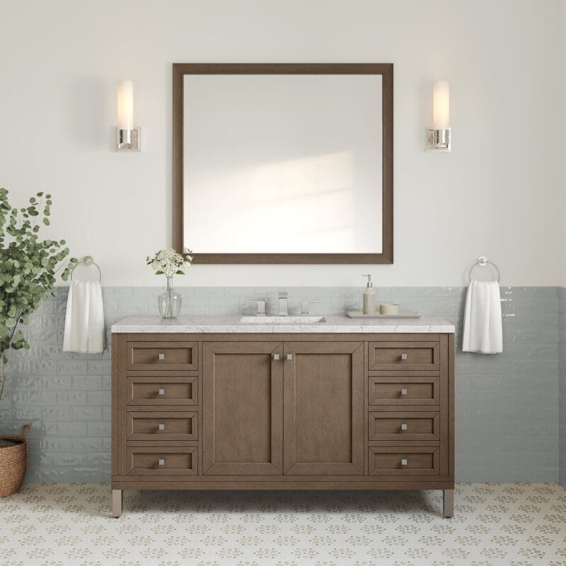 Chicago 60" Single Bathroom Vanity in Walnut Whisper