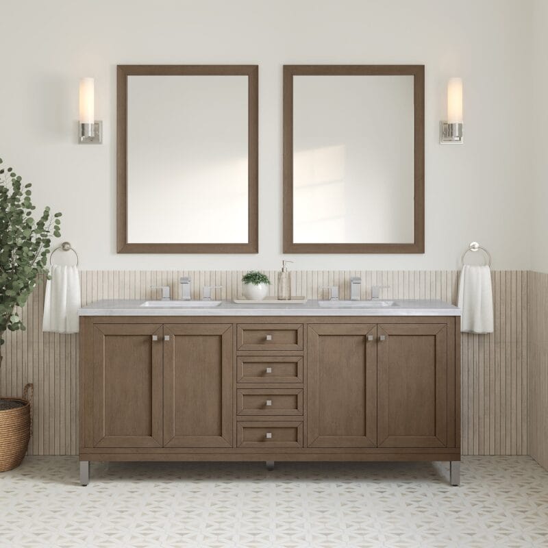 Chicago 72" Double Bathroom Vanity in Walnut Whisper