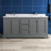 Fresca Windsor 72" Gray Textured Traditional Double Sink Bathroom Cabinet with Top & Sinks