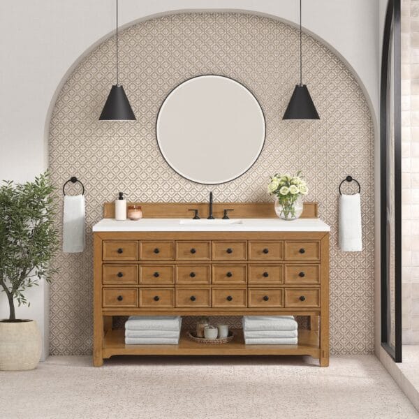 Malibu 60" Single Bathroom Vanity in Amber Birch