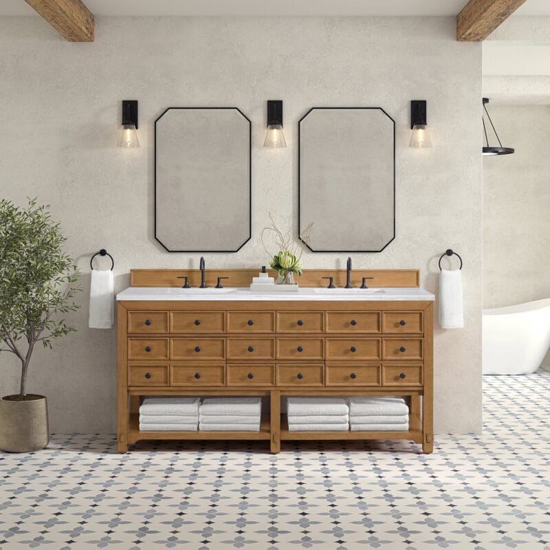 Malibu 72" Double Bathroom Vanity in Amber Birch