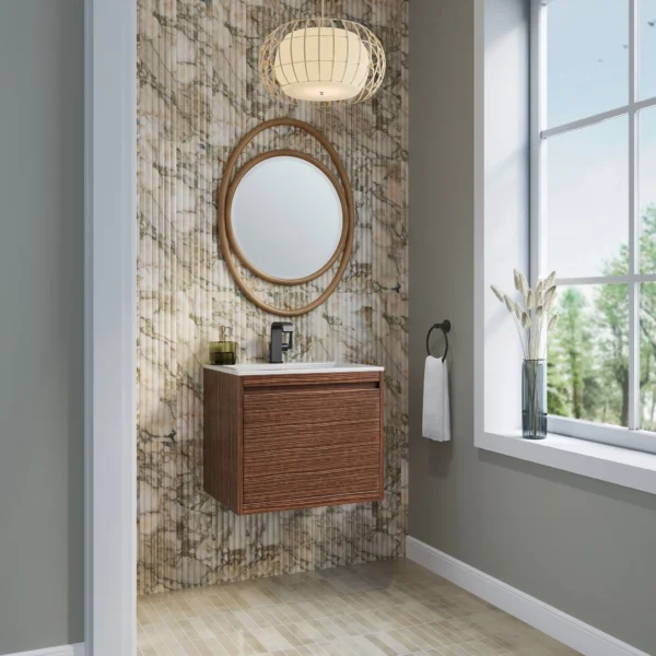Modern bathroom with elegant vanity design.