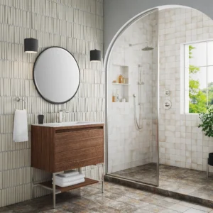 Mantova 315 single vanity cabinet mid century walnut brushed nickel base single bathroom vanity james martin vanities 754116 bathusa inc.