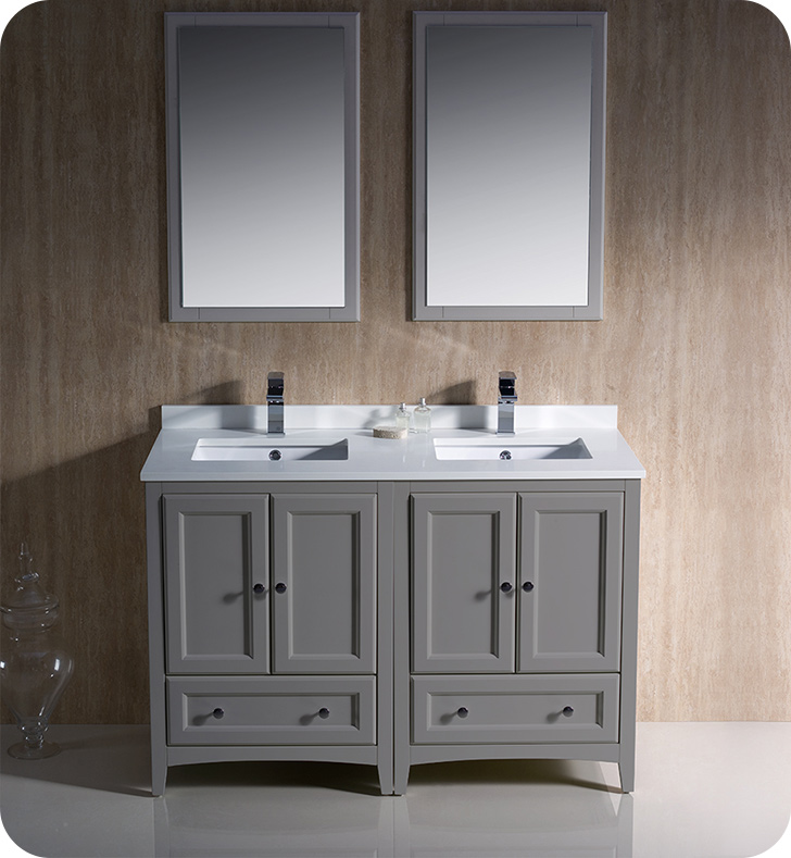 Oxford 48" gray traditional double sink bathroom vanity