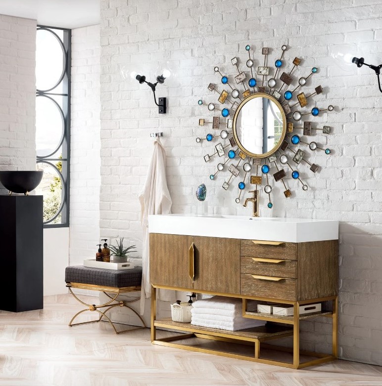 How to Match Your Vanity with the Right Mirror 1 A bathroom with a mirror and a sink