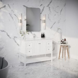 Manchester 48" White Traditional Bathroom Vanity with Mirror