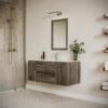 Formosa 48" Floating Modern Bathroom Vanity with Mirror in Acacia