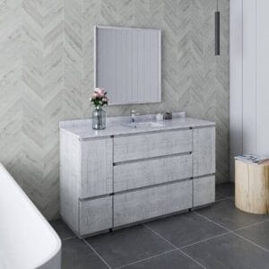 Formosa 60" Floor Standing Single Sink Modern Bathroom Vanity with Mirror in Rustic White