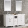 Cambridge 60" White Double Sink Traditional Bathroom Vanity with Mirror