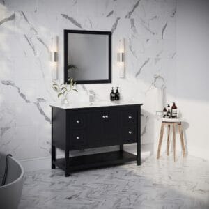 Manchester 48" Black Traditional Bathroom Vanity with Mirror