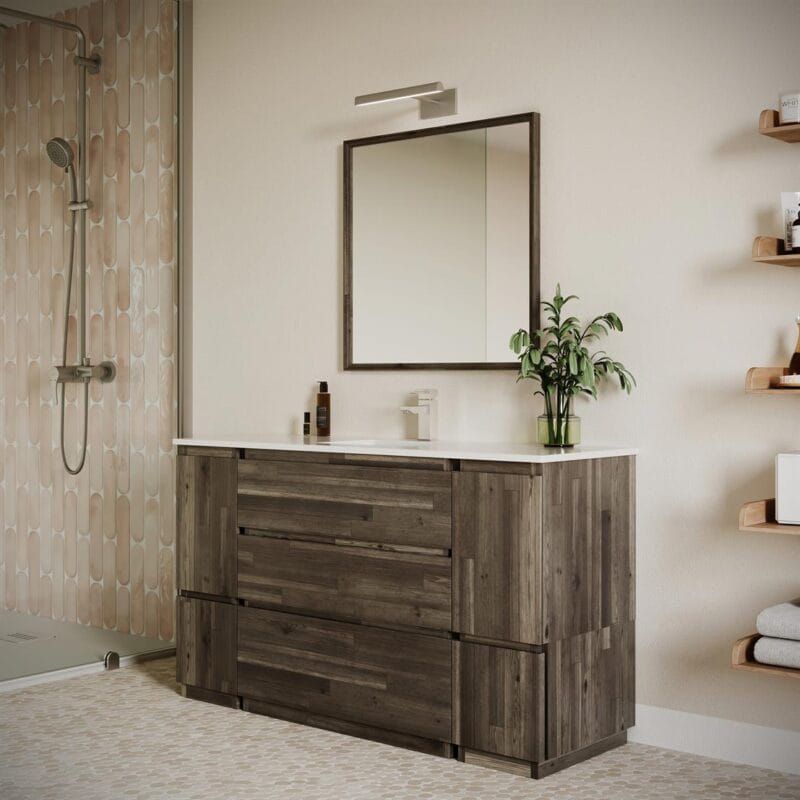 Formosa 60" Freestanding Modern Bathroom Vanity with Mirror in Acacia