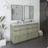 Formosa 60" Freestanding Double Sink Modern Bathroom Vanity with Mirrors in Sage Gray