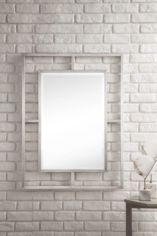 Boston 30" Rectangular Mirror, Brushed Nickel