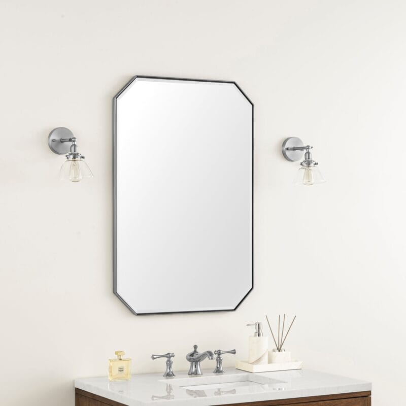 Rohe 24" Octagonal Mirror in Satin Nickel