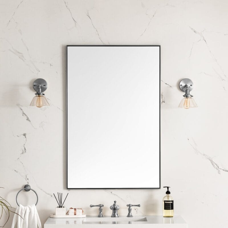 Rohe 26" Rectangular Mirror, Satin Nickel