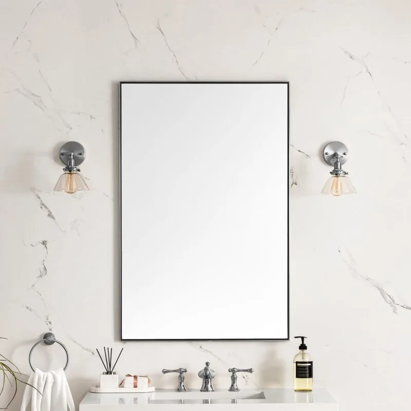 Rohe 26" Rectangular Mirror, Satin Nickel