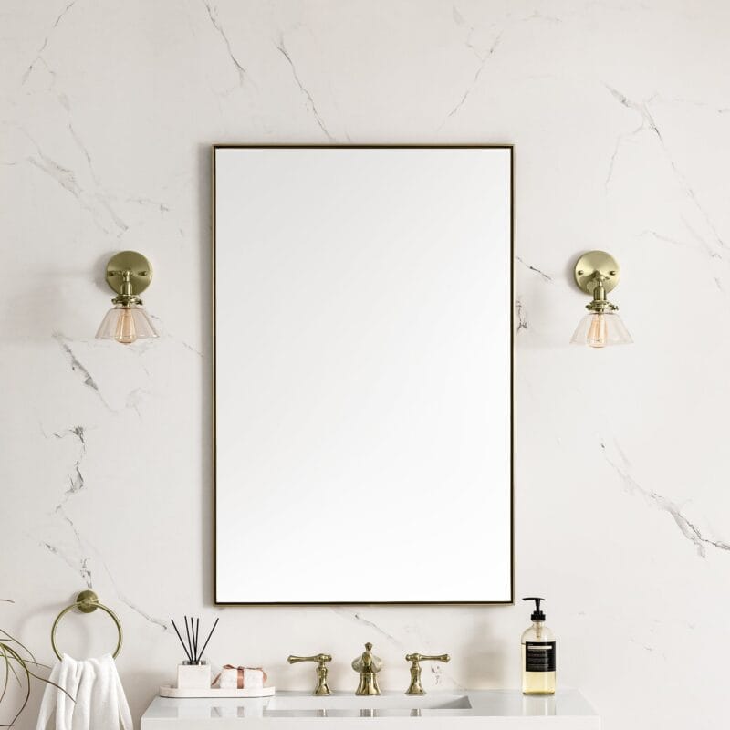 Rohe 26" Rectangular Mirror in Champagne Brass