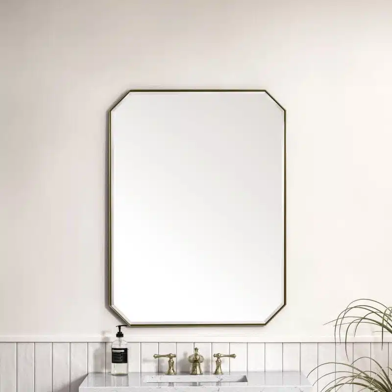 Rohe 30" Octagonal Mirror in Champagne Brass