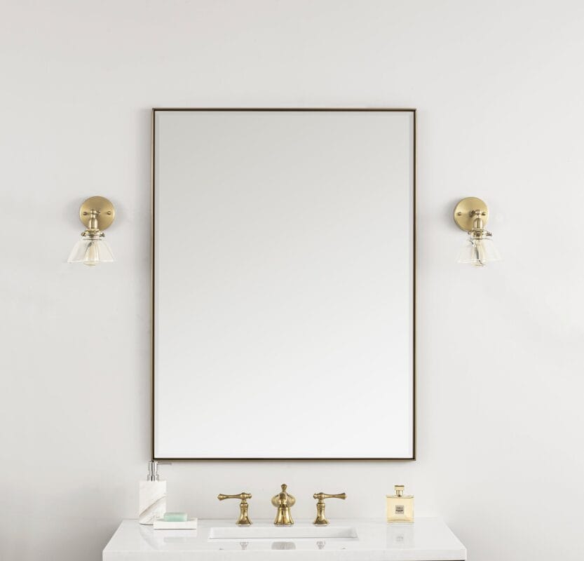Rohe 30" Rectangular Mirror in Champagne Brass