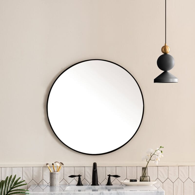 Rohe 30" Round Mirror in Matte Black