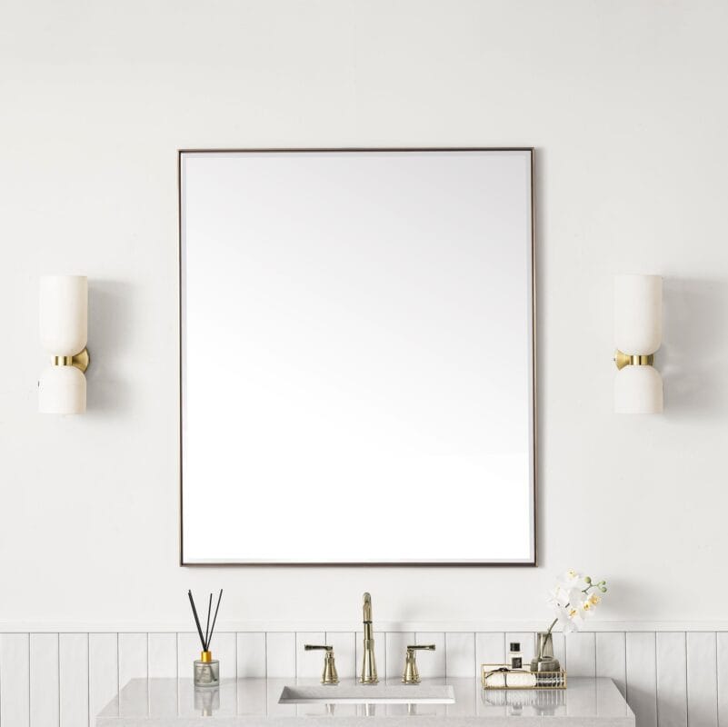 Rohe 36" Rectangular Mirror in Champagne Brass