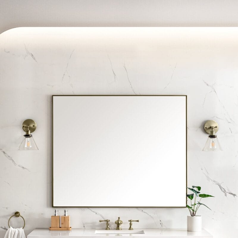 Rohe 48" Rectangular Mirror in Champagne Brass