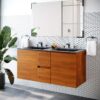 Scenic 48" Double Wall-Mount Bathroom Vanity in Cherry Black