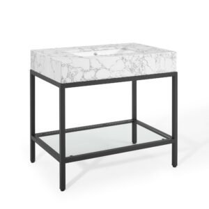 Kingsley 36″ Black Stainless Steel Bathroom Vanity