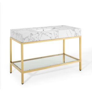 Kingsley 50″ Gold Stainless Steel Bathroom Vanity