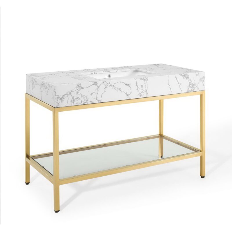 Kingsley 50″ Gold Stainless Steel Bathroom Vanity