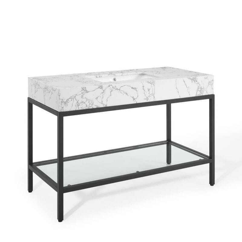 Kingsley 50″ Black Stainless Steel Bathroom Vanity