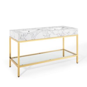 Kingsley 60″ Gold Stainless Steel Bathroom Vanity