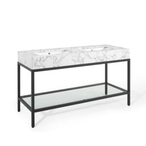 Kingsley 60″ Black Stainless Steel Bathroom Vanity