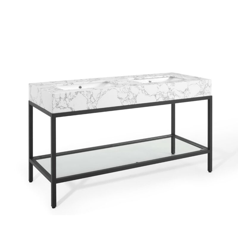 Kingsley 60″ Black Stainless Steel Bathroom Vanity