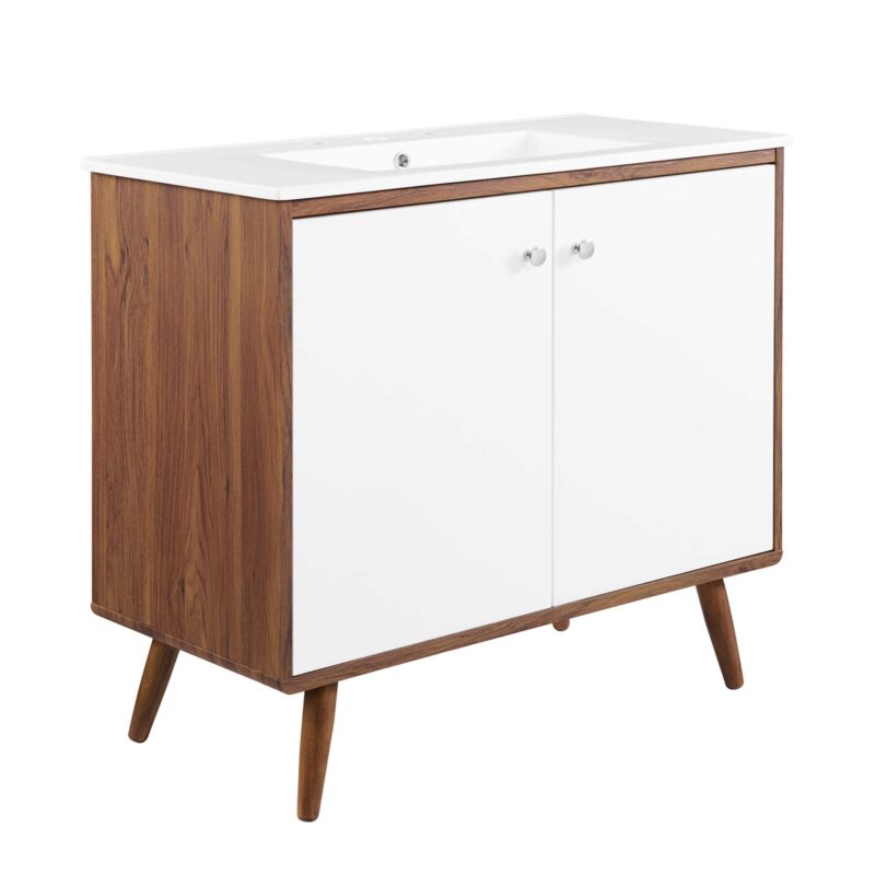 Transmit 36″ Bathroom Vanity, Walnut / White