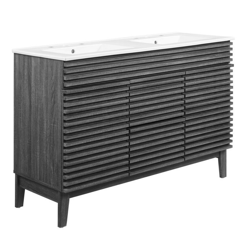 Render 48″ Double Sink Bathroom Vanity, Charcoal / White