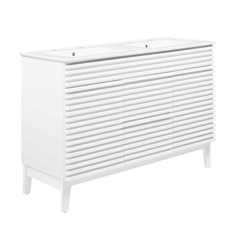 Render 48″ Double Sink Bathroom Vanity, White / White